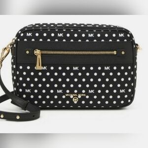 Michael Kors Jet Set Polka Dot Crossbody. Black
